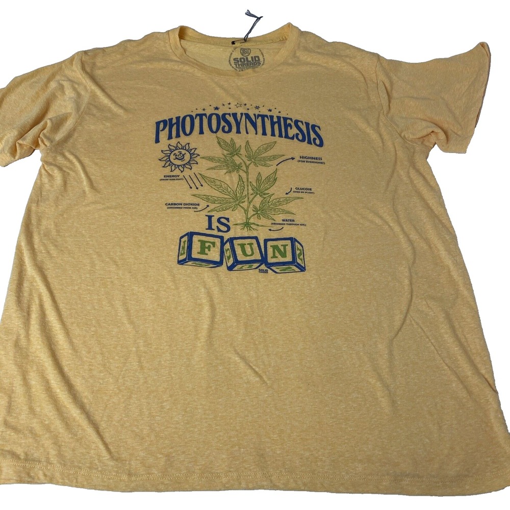 PHOTOSYNTHESIS IS FUN T-shirt XL Chemistry Plants Weed Yellow Solid Threads New